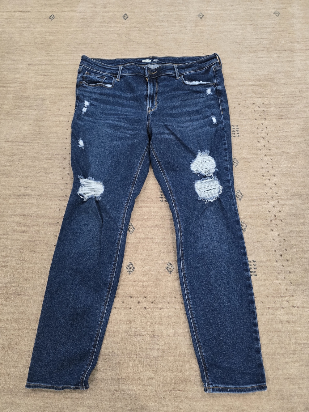 Old Navy Dark Blue Skinny Distressed Jeans